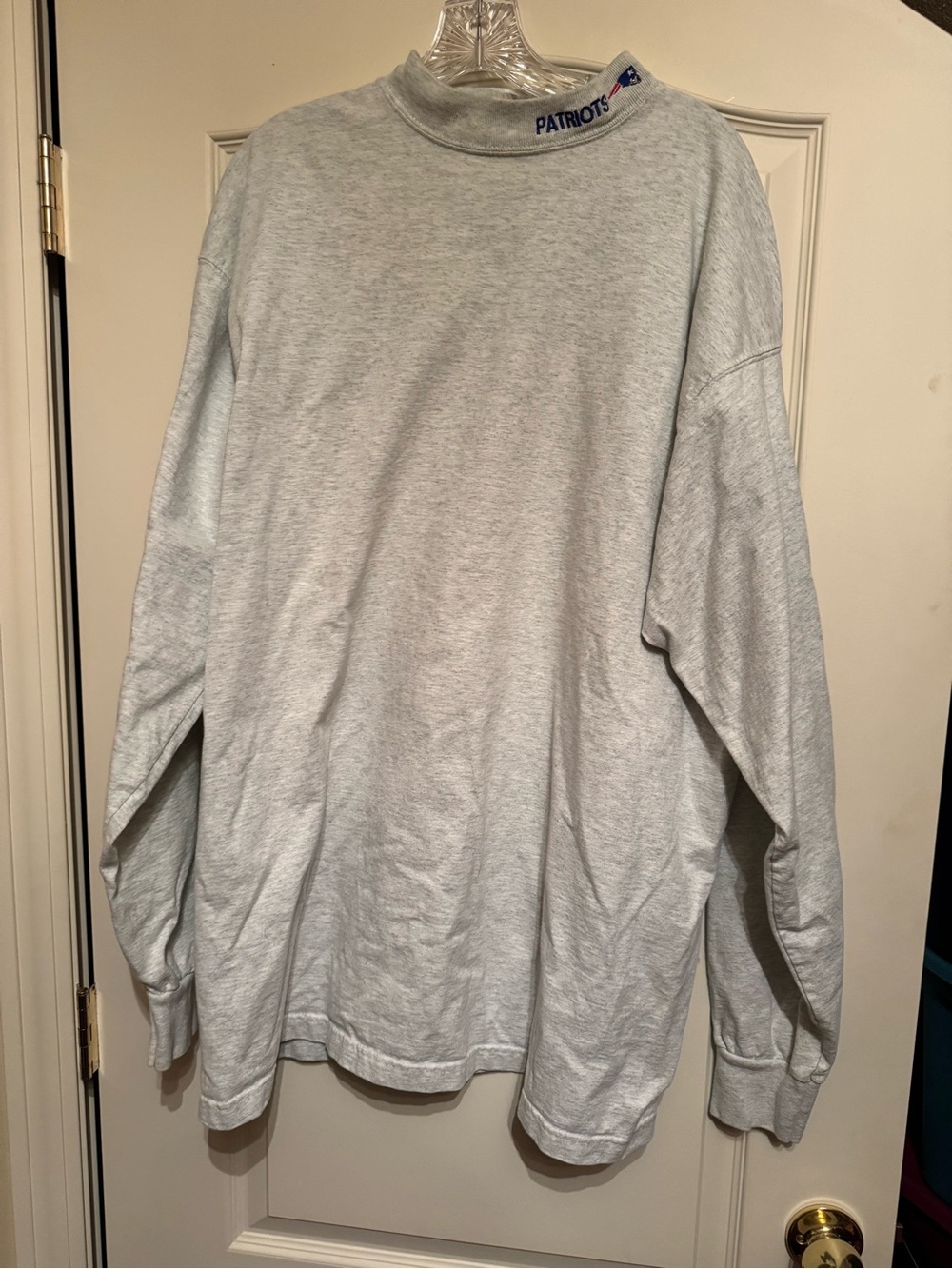 Vintage New England Patriots Gray Long Sleeve Mock Neck Shirt Size 2XL